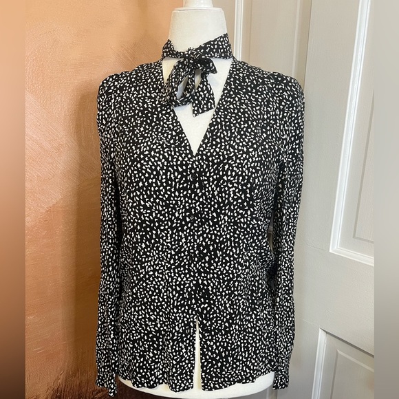 MAJE • COSINI PRINTED TIE NECK TOP • NWT - Picture 7 of 10